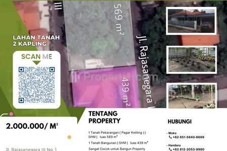 Area putih lahan pekarangan, Area merah tanah bangunan, diapit dengan 2 jalan