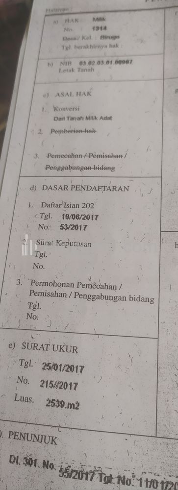 Bukti Luas Tanah SHM. 