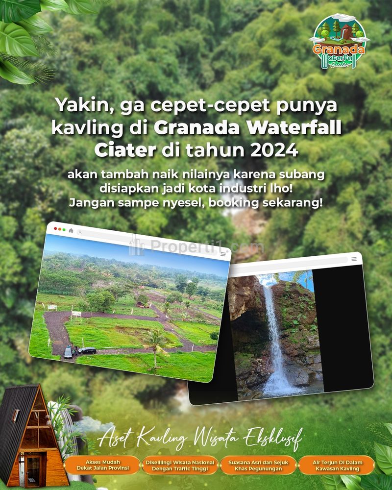 Jual Tanah Wisata Air Terjun Granada Waterfall Ciater Subang, Bisa Bangun Villa Wisata