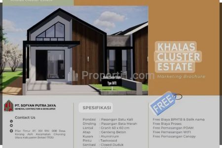 Dijual Cluster Khalas Estate III, di Cikarang Utara, Bekasi