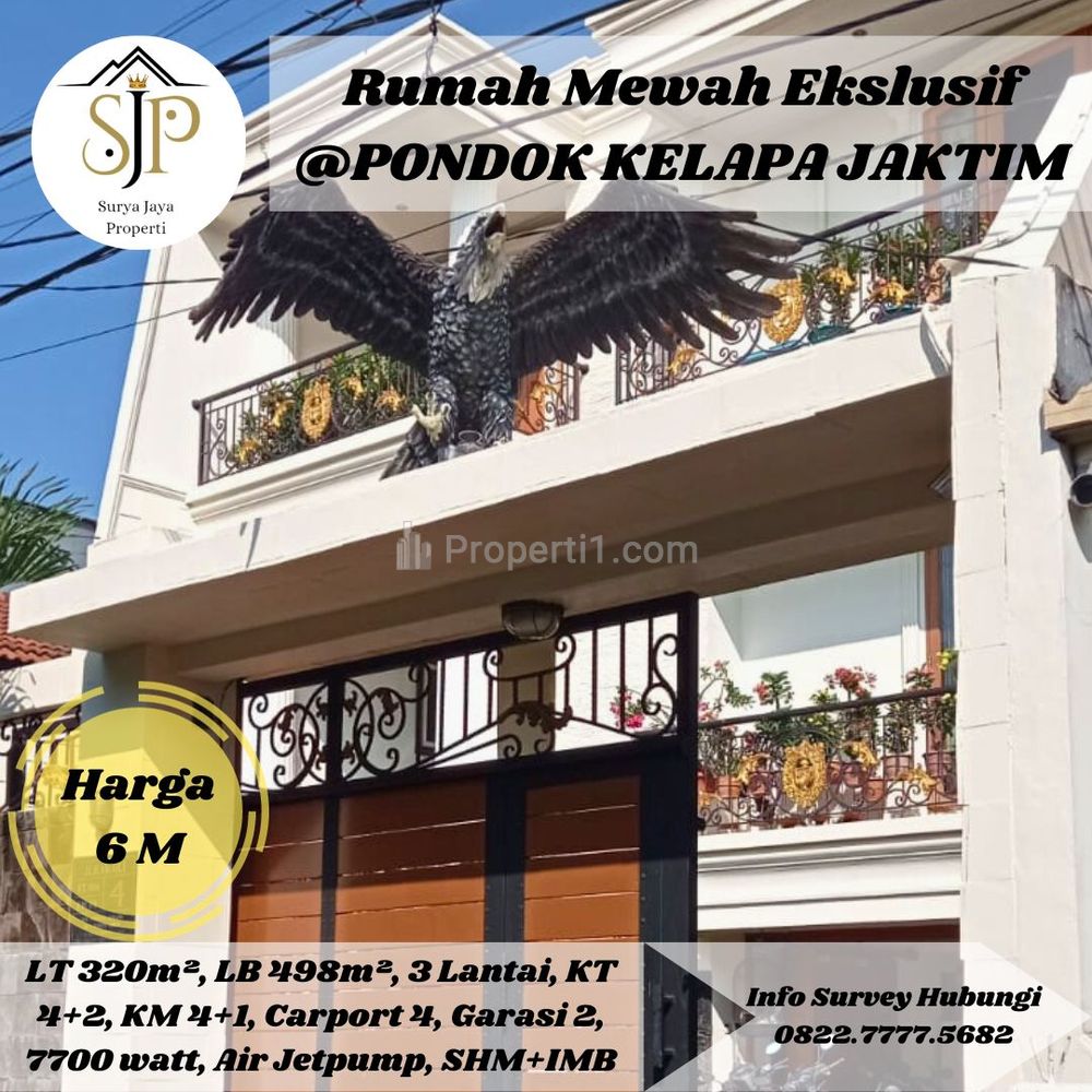 Dijual Rumah Mewah Eksklusif Turun Harga di Pondok Kelapa Duren Sawit Jakarta Timur