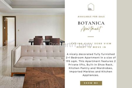 Fast Sale : Botanica Apartment, 2+1BR 195sqm, HIGH FLOOR, Facing SCBD, Also Avail 2/3/3+1/Combined/Townhouse for Sale! IN HOUSE MARKETING!