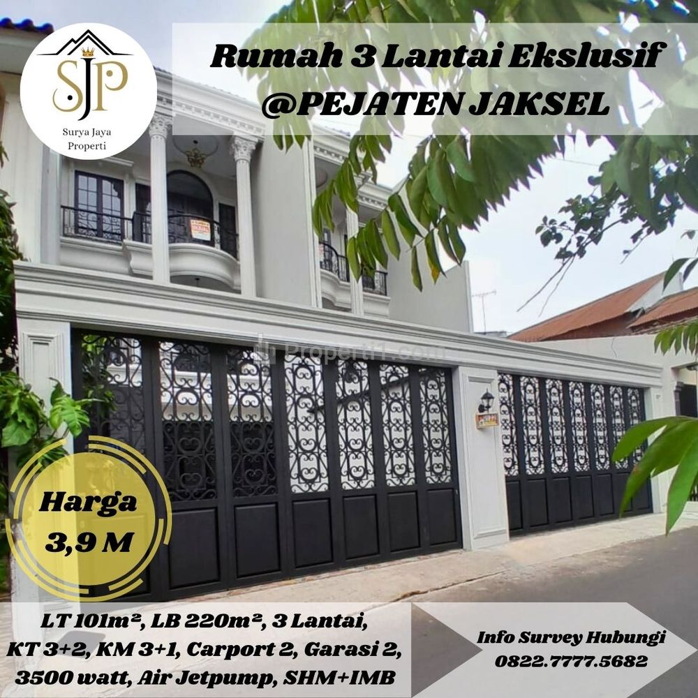 Dijual Rumah Baru Siap Huni Eksklusif 3 Lantai di Pejaten Jakarta Selatan