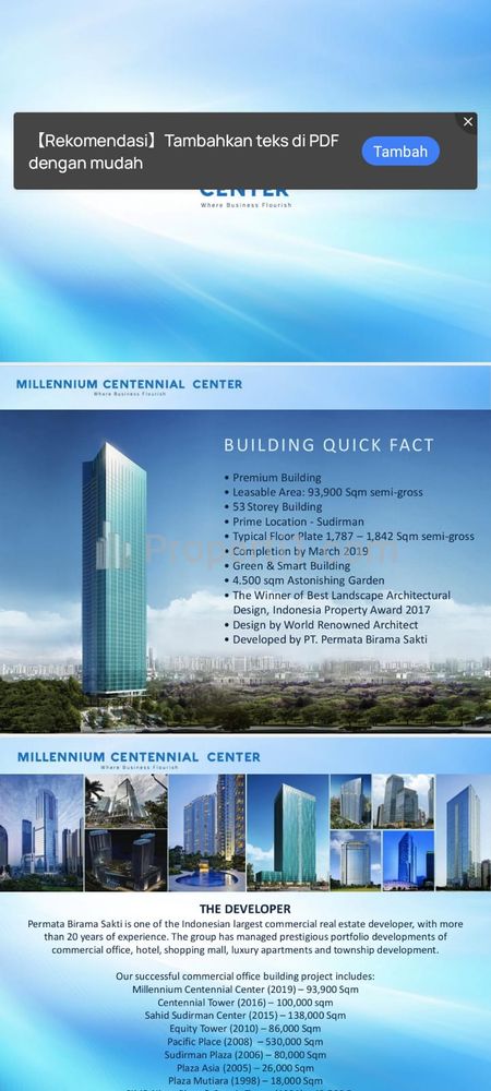 Dijual Gedung Millenium Centenial Center di Setiabudi, Jakarta Selatan
