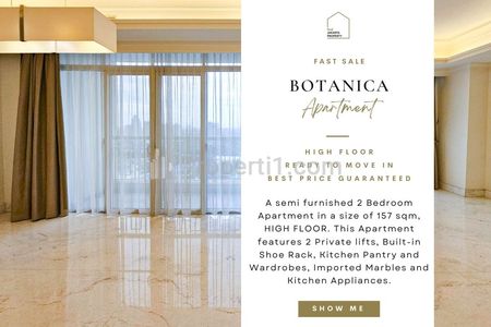 Fast Sale: Botanica Apartment, 2BR 157sqm, Semi Furnished, High Floor! Harga termurah! Also Avail 2+1/3/3+1/Townhouse/Combined for Sale! DIRECT OWNER!