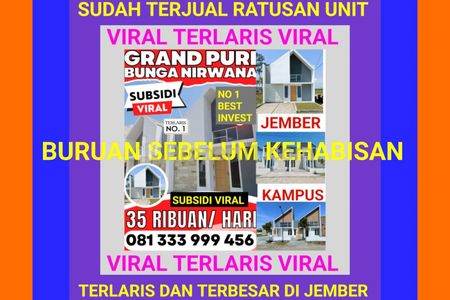 Dijual Rumah di Perumahan Subsidi Terlaris di Wilayah Kampus Jember Hanya 5 menit dari Universitas Jember, Politeknik Negeri Jember, UNMUH Jember