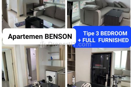 Sewa Apartemen Benson Tipe 3 Bedroom FULL FURNISHED - Akses Pakuwon Mall Surabaya Barat - Best City - Pool View