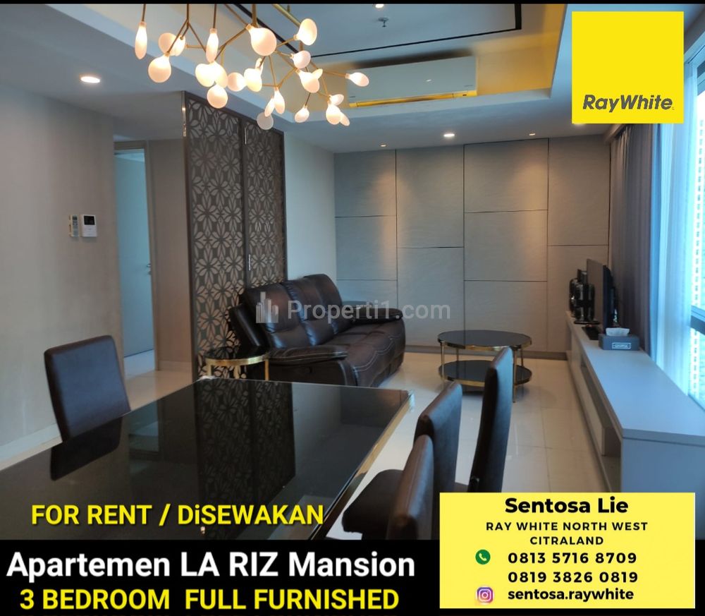 Disewakan Apartemen La Riz Mansion 3 Bedrooms Full Furnished + PRIVATE Lift + Akses Pakuwon Mall