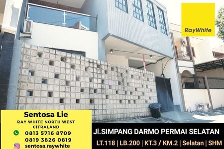 Dijual Rumah Simpang Darmo Permai Selatan - Modern 2 Lantai Ex Kantor - Strategis dekat Pakuwon Mall