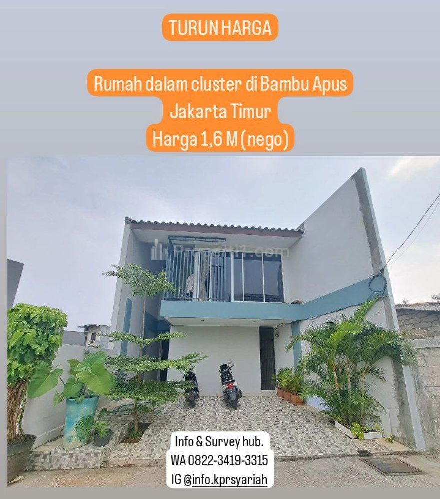 Dijual Rumah Cluster 2 Lantai dekat Tol Bambu Apus Cipayung Jakarta Timur