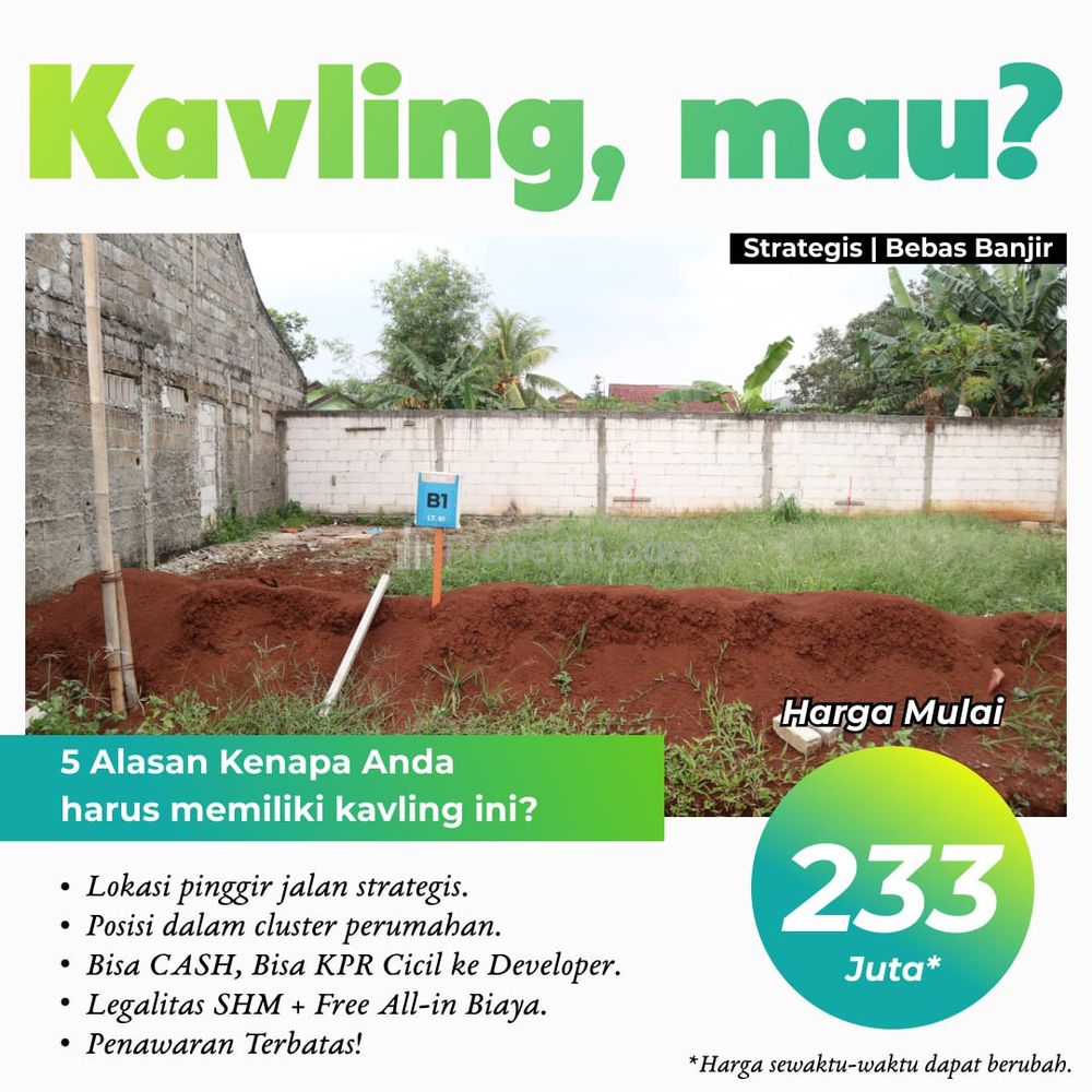 Dijual Tanah Kavling dalam Perumahan Cluster Sawangan Depok