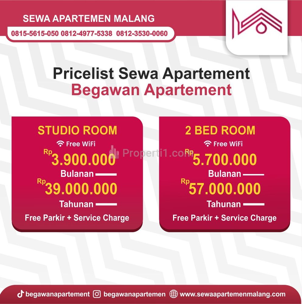 Paket sewa Studio room dan 2 Bedroom