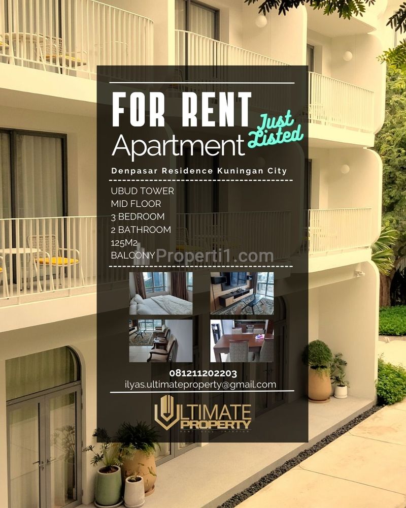 Sewa Apartemen Denpasar Residence Tower Ubud Type 3 Bedrooms Full Furnished Kuningan City Jakarta Selatan