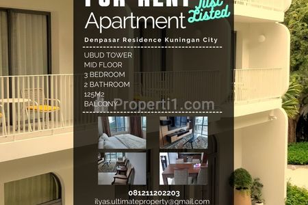 Sewa Apartemen Denpasar Residence Tower Ubud Type 3 Bedrooms Full Furnished Kuningan City Jakarta Selatan