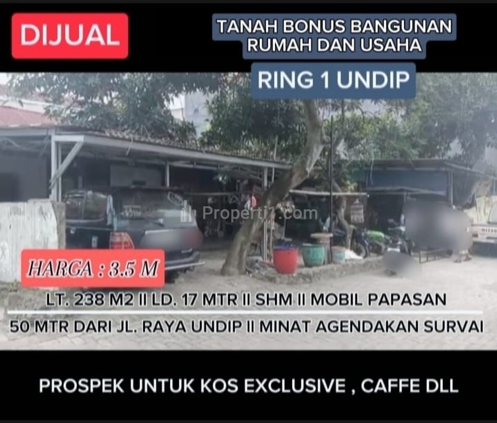 Dijual Tanah Bonus Ruang Usaha Ring 1 Undip Tembalang Semarang