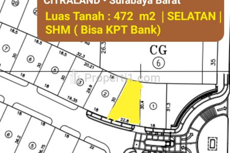 Dijual Tanah Kavling Bukit Golf Internasional Citraland Blok GA 1  Surabaya Barat - Surat SHM - Bisa KPT Bank - Lokasi TerDEPAN dekat Main GATE