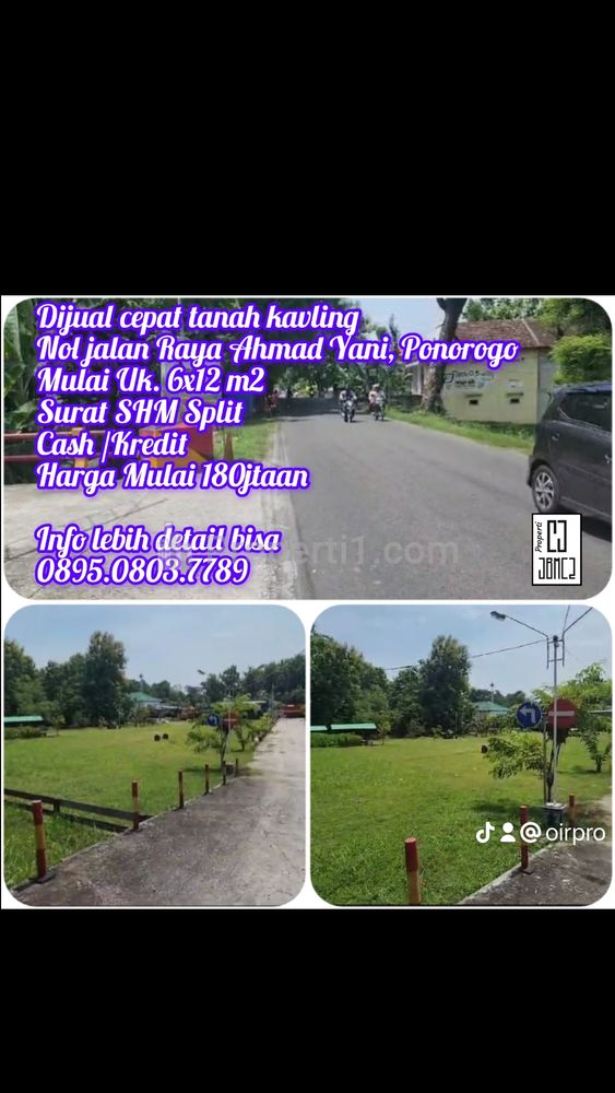 Dijual Cepat Tanah Kavling Nol Jalan Raya Ahmad Yani Ponorogo