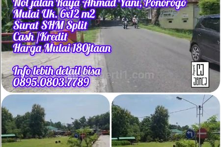 Dijual Cepat Tanah Kavling Nol Jalan Raya Ahmad Yani Ponorogo