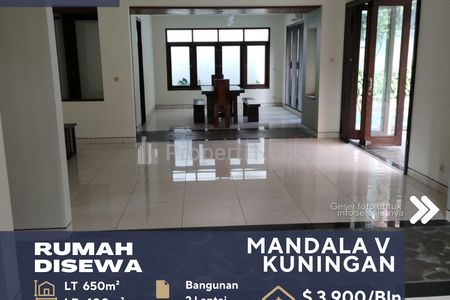 Mandala V Kuningan Jakarta Selatan Rumah Bagus Siap Huni Disewakan