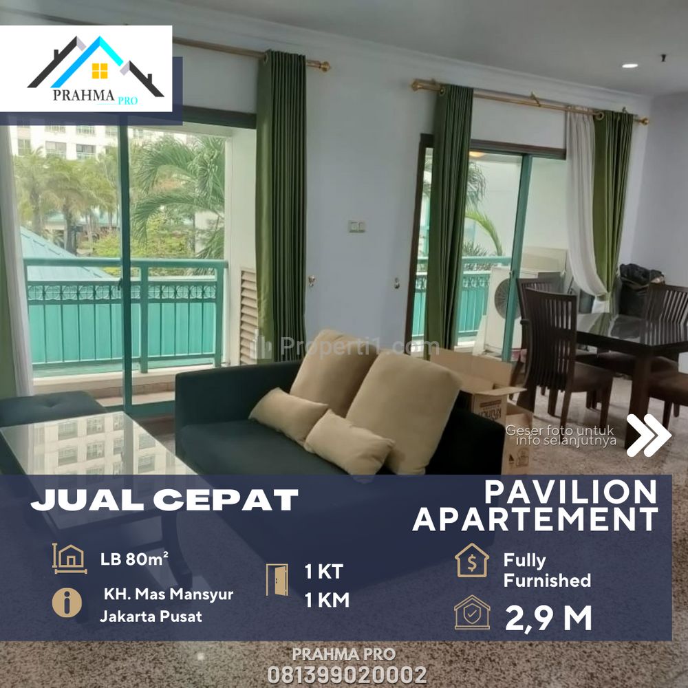 Tanah Abang Jakarta Pusat Apartemen Pavilion Dijual - 1 BR Fully Furnished