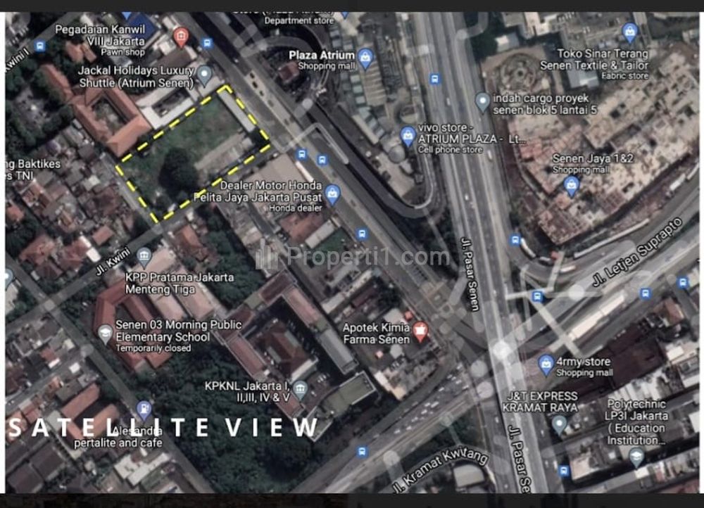 Jual Tanah Strategis Luas 4.241 m2 di depan Atrium Senen Jakarta Pust
