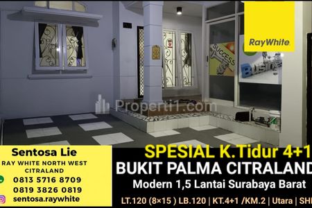 Dijual Rumah Bukit Palma Citraland Surabaya Barat SPESIAL 4+1 Kamar Tidur BONUS Semi Furnished, AC, Water Heater, CCTV Dekat Sekolah Citra Berkat