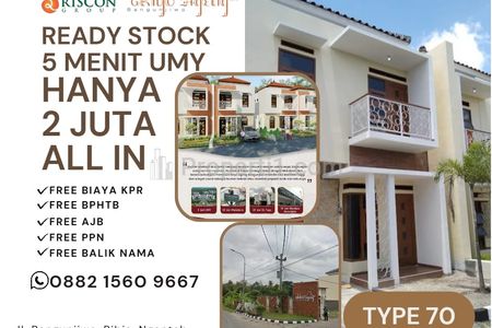 Jual Rumah Ready Stock Tanpa DP Free Biaya di Griyo Ageng Bangunjiwo, Jl. Bibis-Bangunjiwo, Kasihan, Bantul, Yogyakarta, 5 Menit UMY