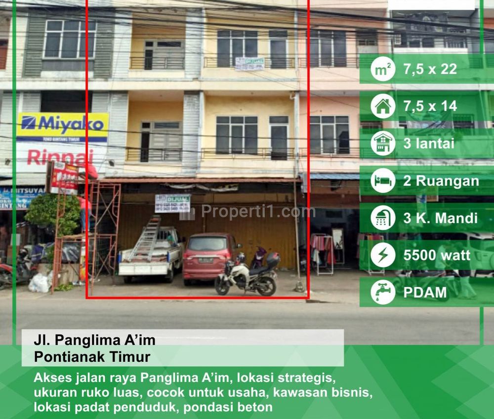 Dijual 2 Ruko Plong Jalan Panglima Aim, Pontianak, Kalimantan Barat