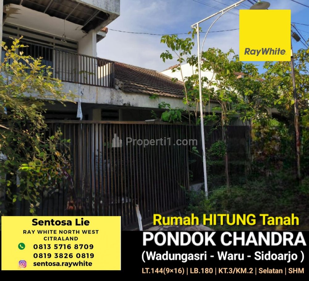 Dijual Rumah Hitung Tanah di Pondok Chandra Waru  Wadungasri Sidoarjo - MURAH Hitung Rp.6,5 jtan/m2 Nego - Dekat Akses TOL