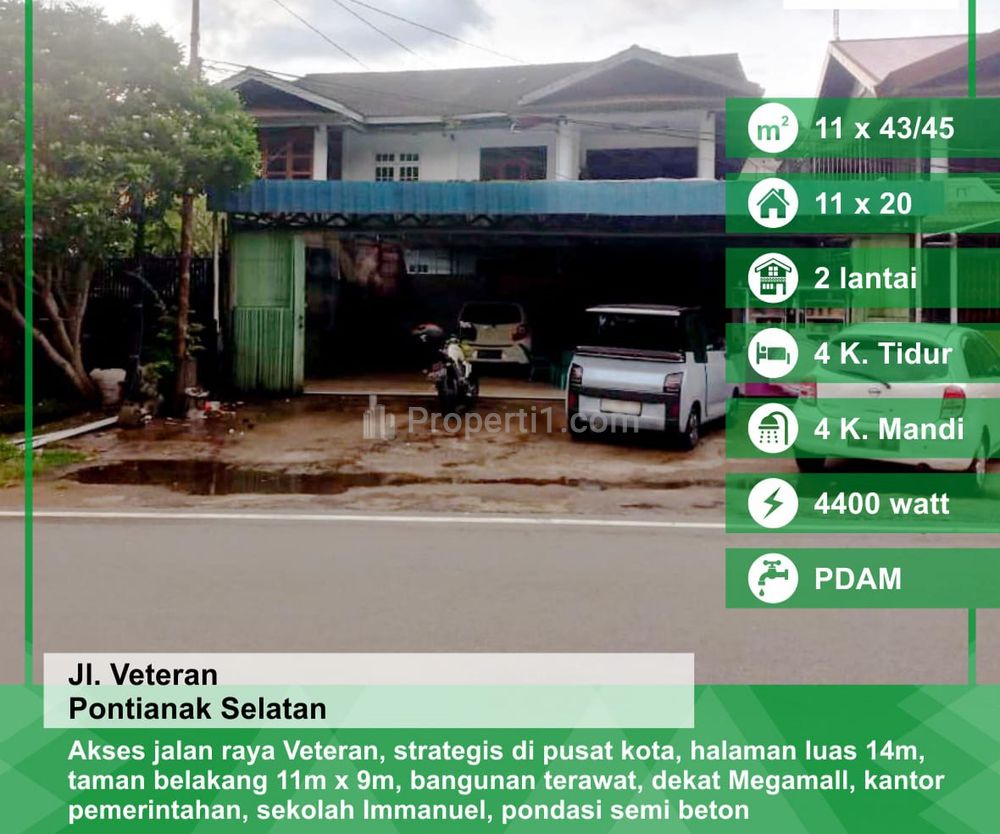 Dijual Rumah di Tepi Jalan Veteran, Pontianak, Kalimantan Barat