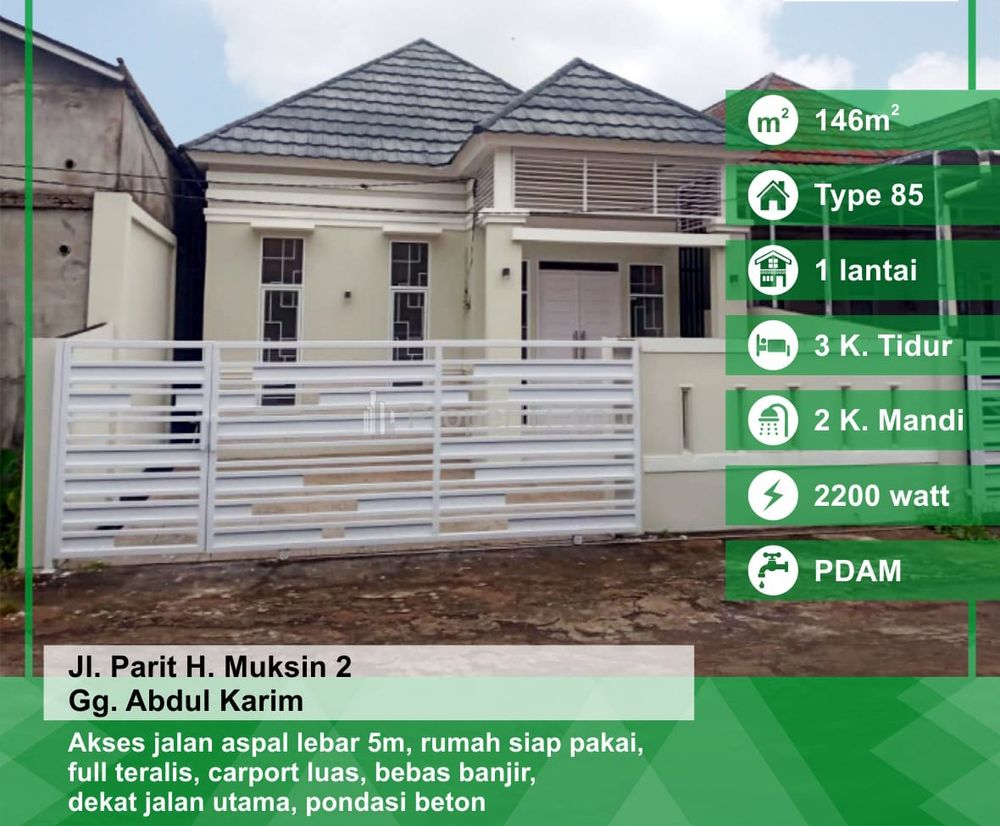 Dijual Rumah Gang Abdul Karim, Jalan Parit Haji Muksin 2, Kubu Raya, Kalimantan Barat