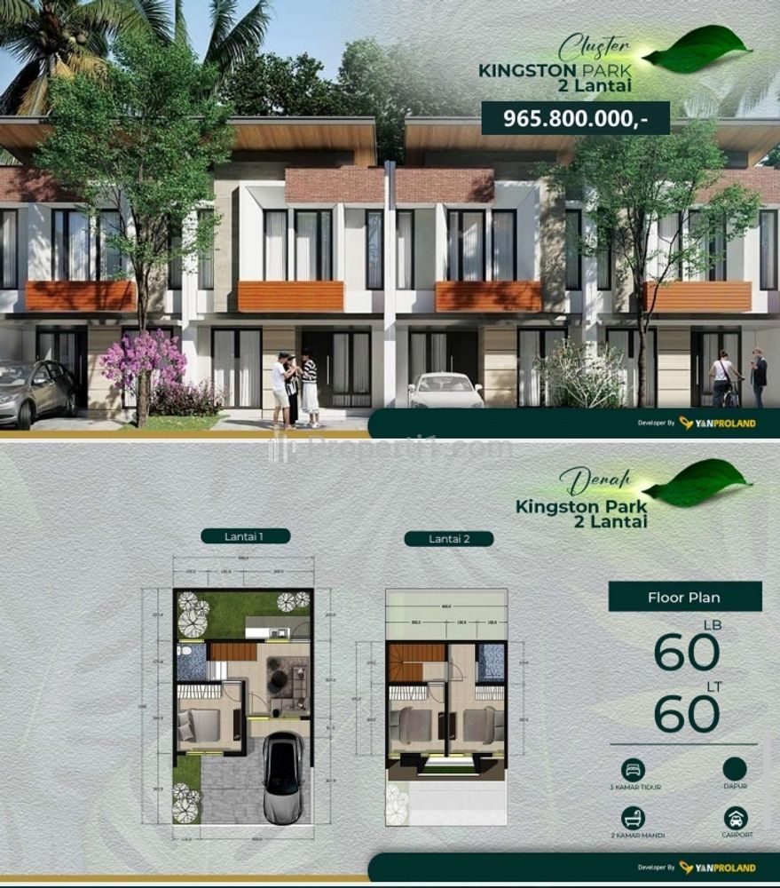 Denah dan tampak rumah yang dijual