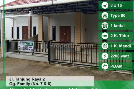 Dijual Rumah Gang Family, Jalan Tanjung Raya 2, Pontianak, Kalimantan Barat