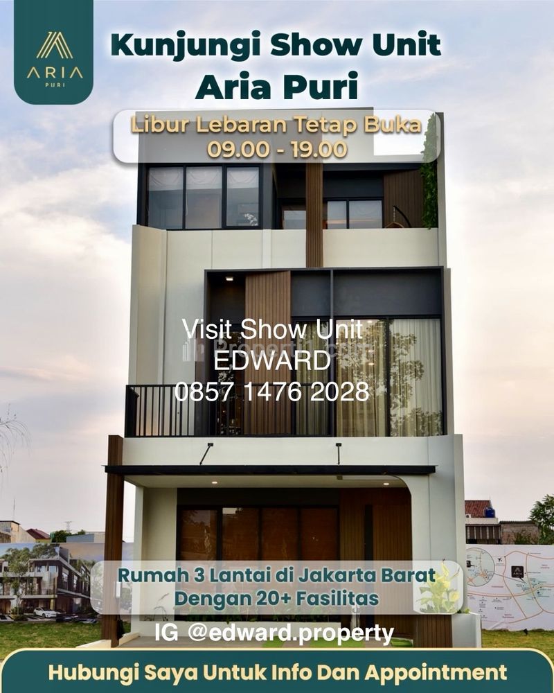 Dijual Rumah Cluster di Duri Kosambi Cengkareng Jakarta Barat - Aria Puri by Greenwoods