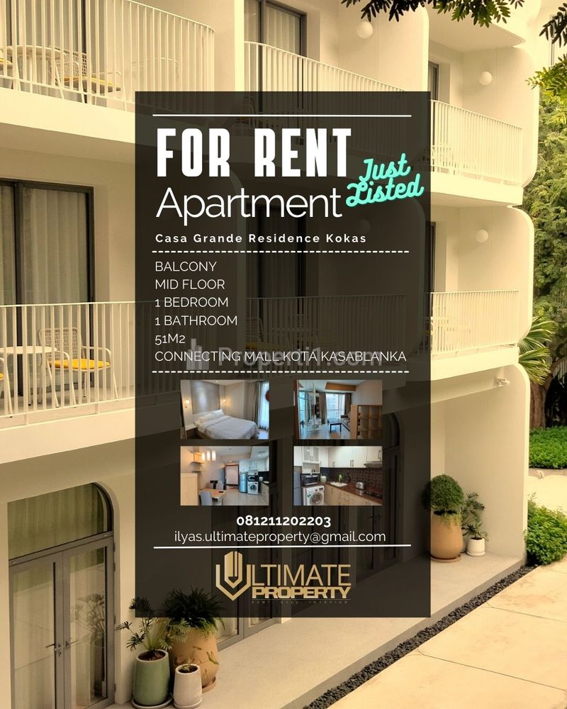 Sewa Apartemen Casa Grande Residence Tower Montana Tebet Jakarta Selatan Type 1 Bedroom Furnished