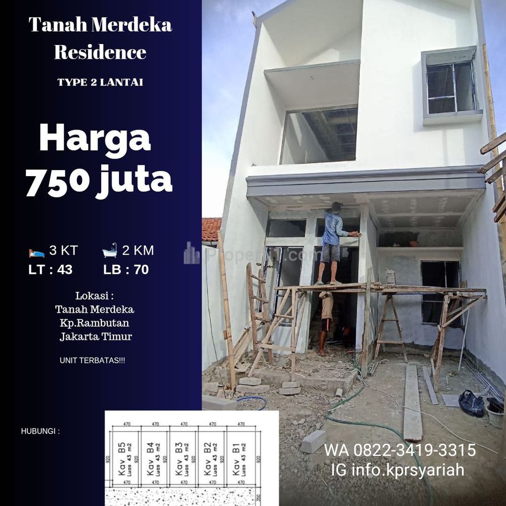 Dijual Rumah Baru Tanah Merdeka Residence di Kampung Rambutan Jakarta Timur