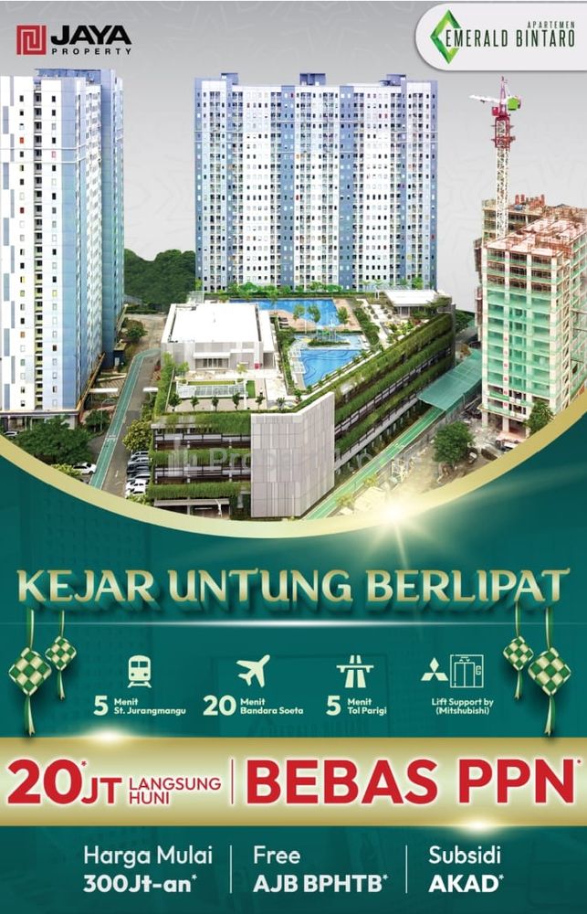 Dijual Apartemen Emeral Bintaro DP 20 Juta Langsung Huni - 1 BR Unfurnished
