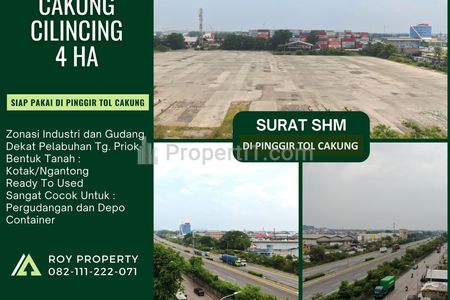 Dijual Tanah 4 Hektar di Cakung, Cilincing, Jakarta Timur - Pinggir Tol Cakung , Cocok Buat Pergudangan
