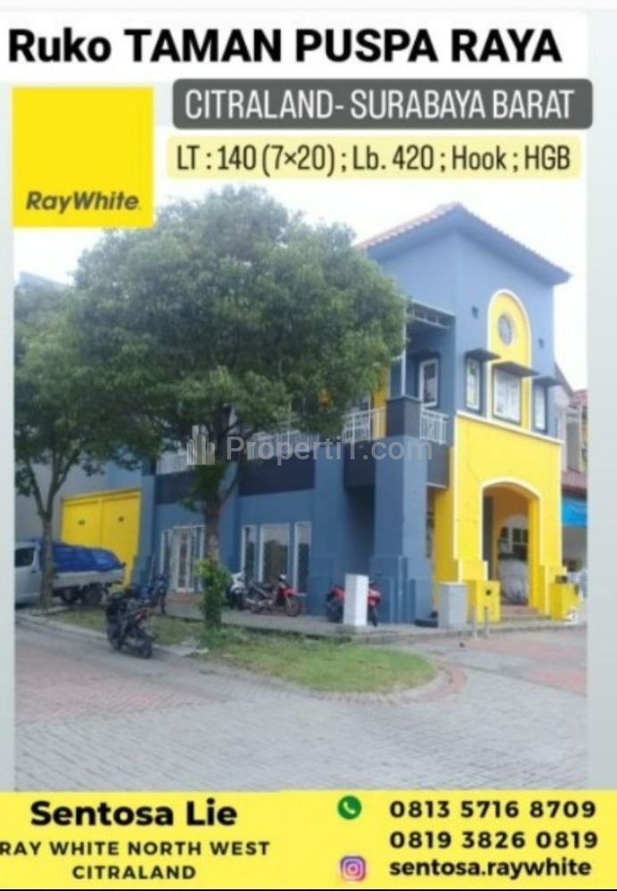 Dijual Ruko Taman Puspa Raya Citraland Surabaya Barat - Strategis Depan Pasar Modern Citraland - Cocok Buat Segala Usaha, Parkiran Luas