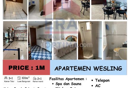 Dijual Apartment Wesling Kedoya 3+1 BR, Kebon Jeruk, Jakarta Barat