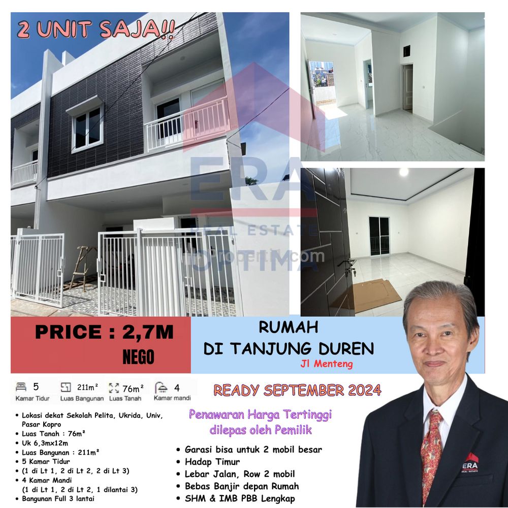 Dijual Rumah (PEMILIK JUAL CEPAT) Indent di Jl Menteng, Tanjung Duren - Jakarta Barat
