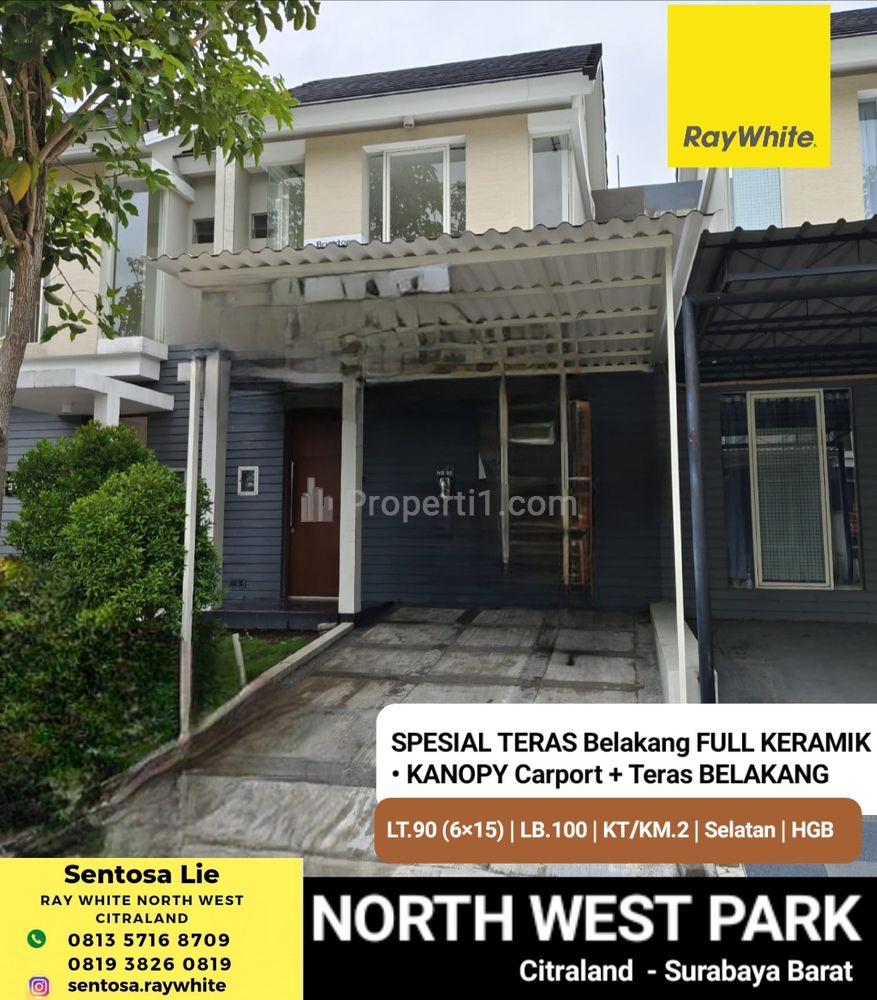 Dijual Rumah North West Park Citraland Surabaya Barat SPESIAL Full KERAMIK Teras Belakang Plus KANOPY - TerMURAH - Minimalis 2 Lantai