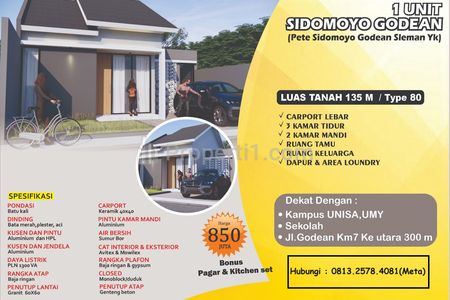 Dijual Rumah Modern Luas di Jl Godean Km 7 Sidomoyo Yogyakarta