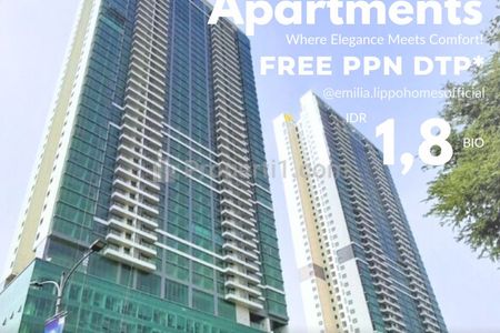 Dijual Apartemen Mewah Siap Huni Karawaci, 5 Menit Ke Tol Karawaci, Free PPN, View Golf - 2+1 BR Unfurnished