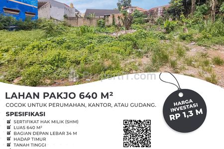 Jual Tanah 640 m2 di Pakjo Kota Palembang Dekat RS Bhayangkara Moh. Hasan, UIN Raden Fatah, Palembang Square, Palembang Icon Mall, Pasar Sekip Ujung