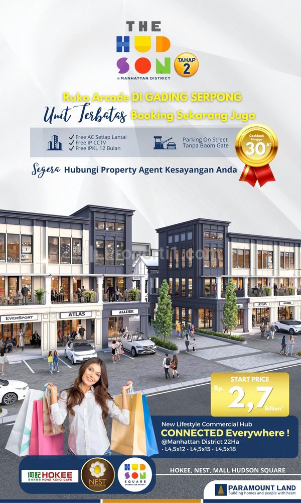 Dijual The Hudson Ruko Depan Mall di Gading Serpong Tangerang