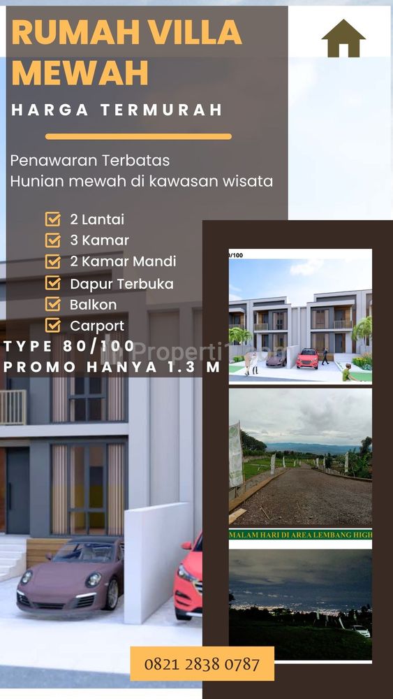 Jual Cepat Termurah Rumah Villa 2 Lantai dengan Udara Sejuk View Kota di Kolonel Masturi Cisarua Bandung