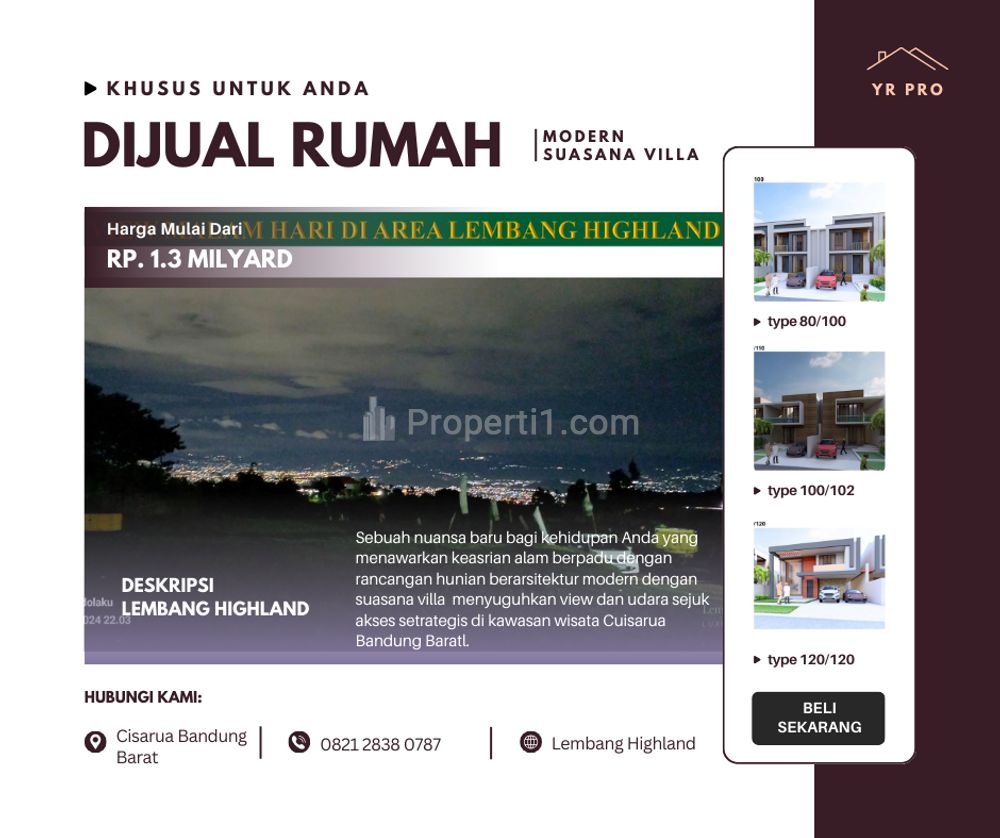 Jual Rumah Villa di Lokasi Wisata View Cantik Udara Sejuk Termurah di Cisarua Lembang Bandung