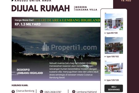 Jual Rumah Villa di Lokasi Wisata View Cantik Udara Sejuk Termurah di Cisarua Lembang Bandung