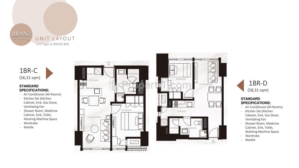 Dijual Apartemen Murah di BSD City - The Branz BSD 1 BR Unfurnished